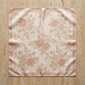 Champagne Pearl & Rose Quartz Botanical Woven Silk Square Scarf – Soft Blush Pink, Ivory Luster & Champagne Gold Piping